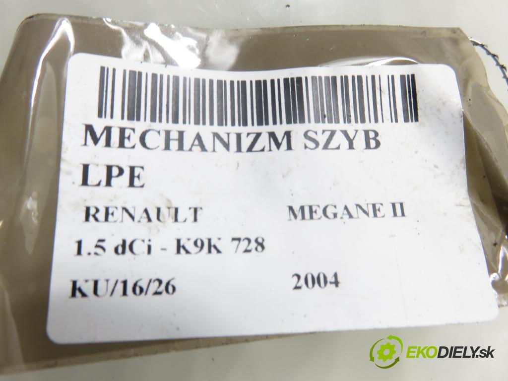 RENAULT MEGANE II (BM0/1_, CM0/1_) HB 2004 0,00 1.5 dCi - K9K 728 1461,00 Mechanizmus okien 400790E