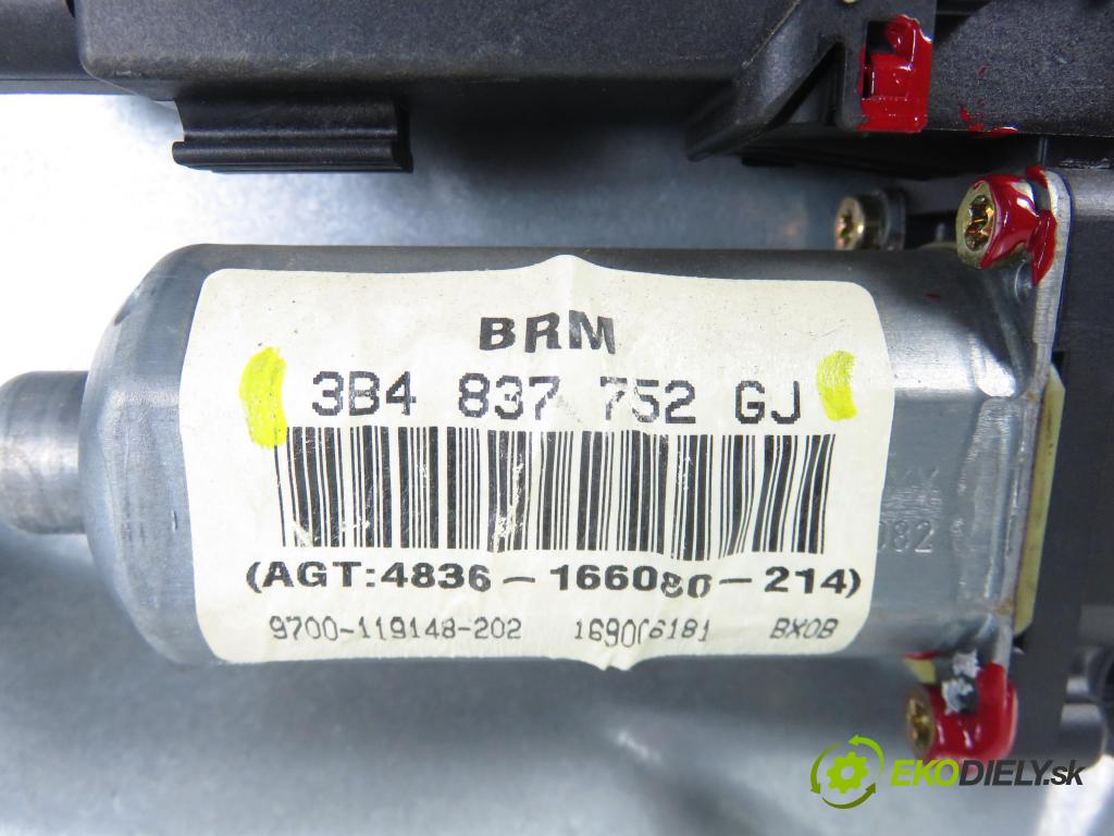 VW PASSAT B5 Variant (3B5) KOMBI 2000 85,00 1.9 TDI - ATJ 1896,00 Mechanizmus okien 3B4837752GJ ; 3B4837756D