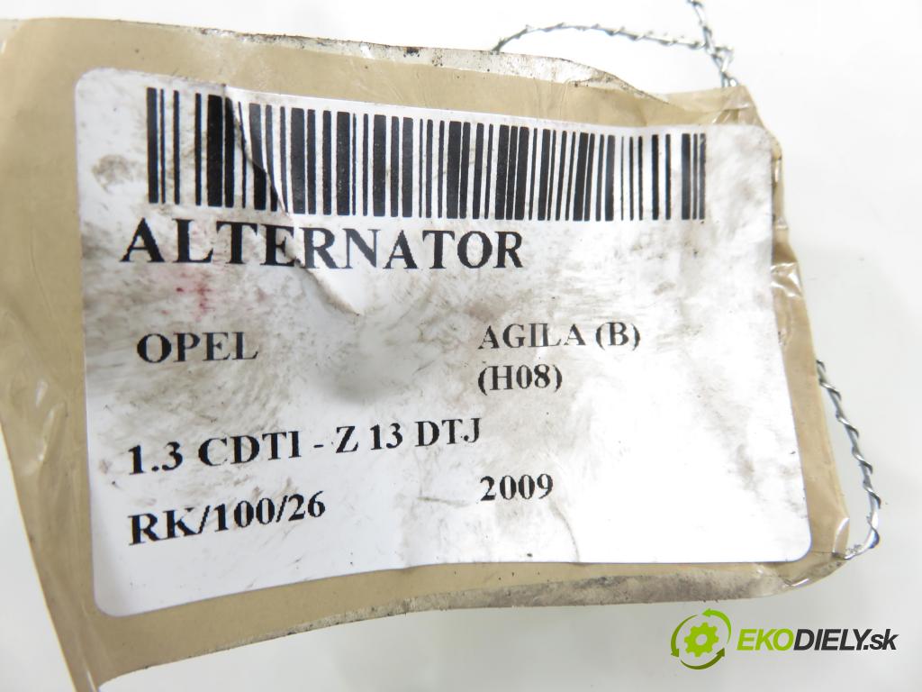 OPEL AGILA (B) (H08) HB 2009 55,00 1.3 CDTI - Z 13 DTJ 1248,00 Alternátor 135535090 (Alternátor)