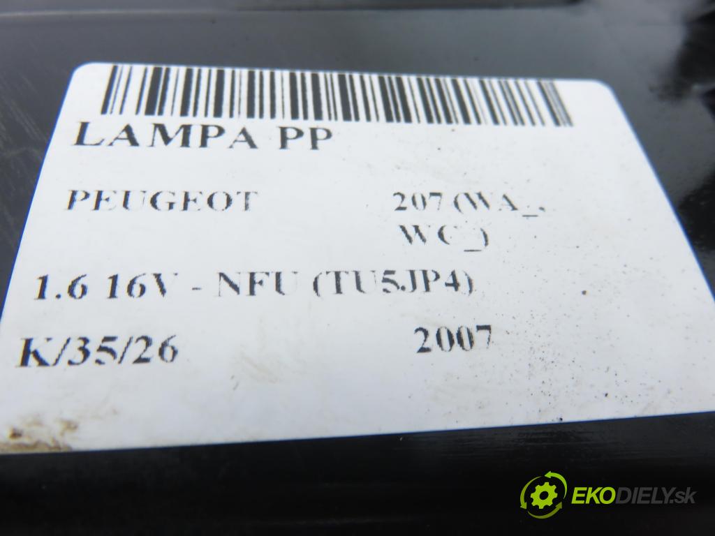 PEUGEOT 207 (WA_, WC_) HB 2007 79,00 1.6 16V - NFU (TU5JP4) 1587,00 Svetlo PP 9649986180
