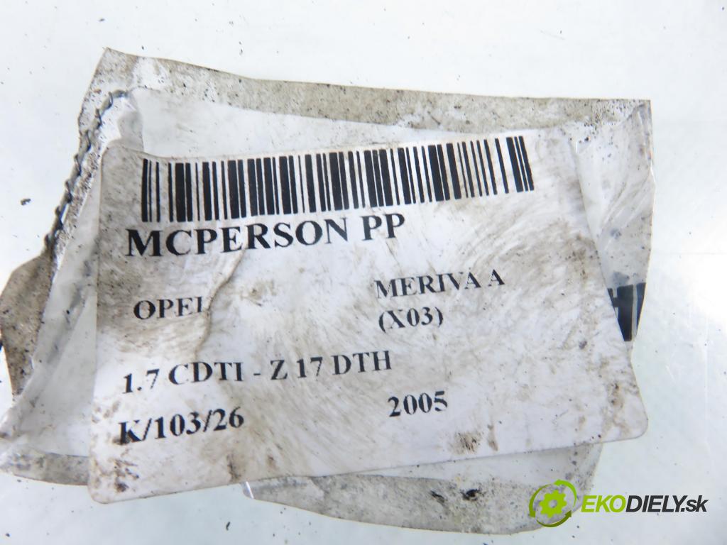 OPEL MERIVA A nadwozie wielkoprzestrzenne (MPV) (X03) HB 2005 74,00 1.7 CDTI 100 - Z 17 DTH 1686,00 MCPERSON PP 