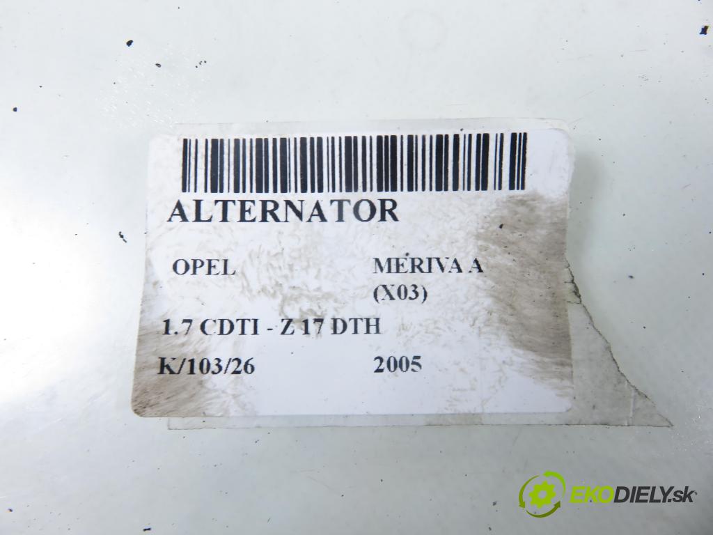 OPEL MERIVA A nadwozie wielkoprzestrzenne (MPV) (X03) HB 2005 74,00 1.7 CDTI 100 - Z 17 DTH 1686,00 Alternátor 8973551981 (Alternátor)