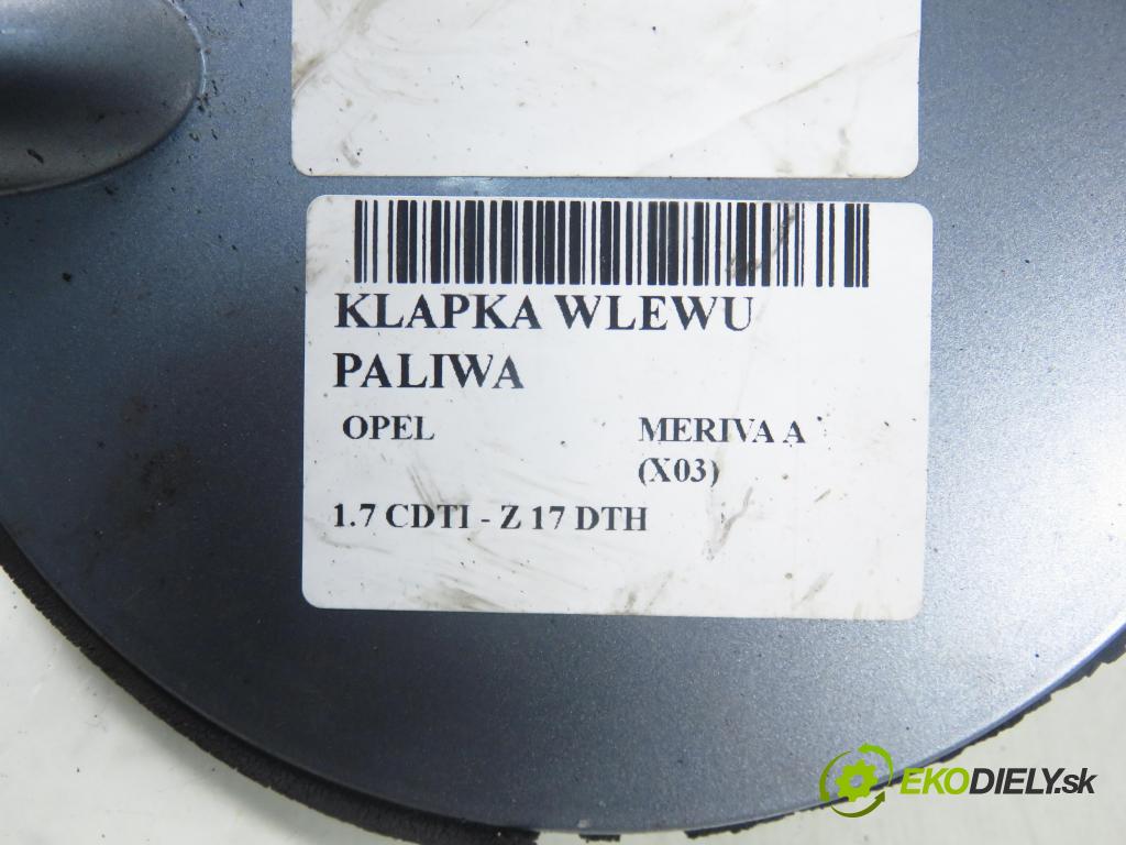 OPEL MERIVA A nadwozie wielkoprzestrzenne (MPV) (X03) HB 2005 74,00 1.7 CDTI 100 - Z 17 DTH 1686,00 Dvierka nádrže paliva 13123250 (Kľučka dverí ostatné)