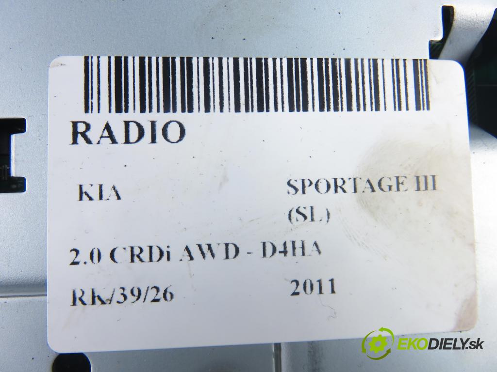 KIA SPORTAGE (SL) SUV 2011 100,00 2.0 CRDi AWD 136 - D4HA 1995,00 RADIO CD 965603U500WK