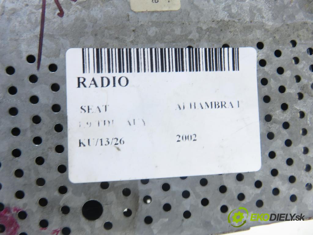 SEAT ALHAMBRA (7V8, 7V9) MINIVAN 2002 85,00 1.9 TDI PD 115 - AUY 1896,00 RADIO Modul 7M7035186