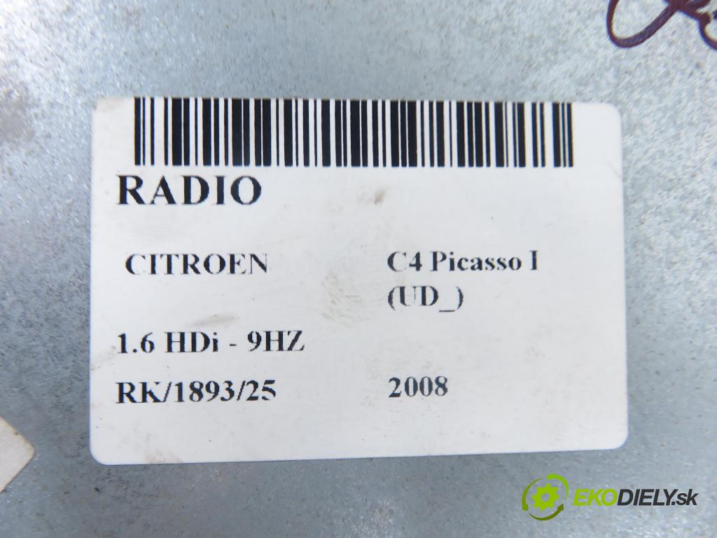 CITROEN C4 Picasso I (UD_) MINIVAN 2008 80,00 1.6 HDi 16V 109 - 9HZ 1560,00 RADIO CD 96646223XT