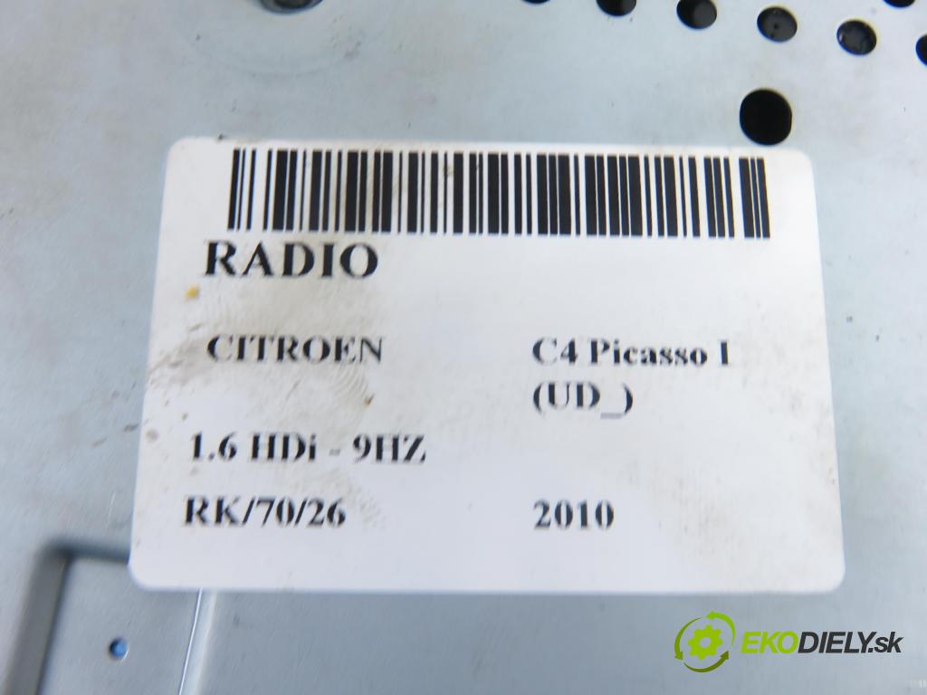 CITROEN C4 Picasso I (UD_) MINIVAN 2010 80,00 1.6 HDi 16V 109 - 9HZ 1560,00 RADIO CD 96737708XT