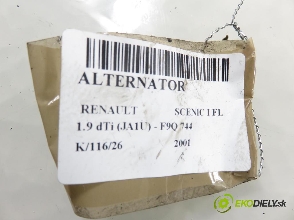 RENAULT SCENIC I (JA0/1_) MINIVAN 2001 59,00 1.9 dTi 80 - F9Q 744 1870,00 Alternátor 8200054588 ; SG10B019 (Alternátor)