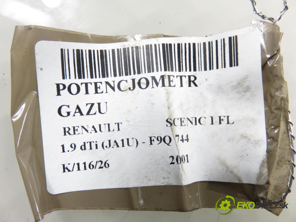 RENAULT SCENIC I (JA0/1_) MINIVAN 2001 59,00 1.9 dTi 80 - F9Q 744 1870,00 Potenciometer plynu 7700431918 (Potenciometer plynového pedálu)