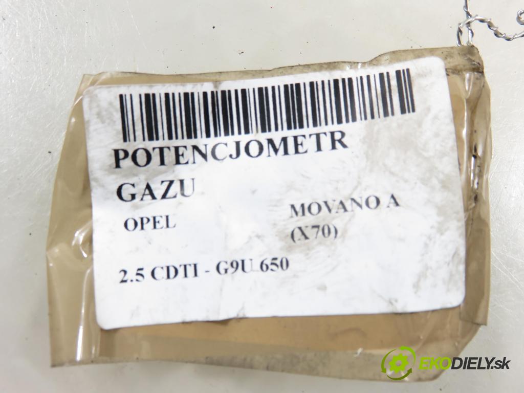 OPEL MOVANO Platforma / podwoyie (X70) KABINA/PLATFORMA 2007 0,00 2.5 CDTI - G9U 650 2464,00 Potenciometer plynu 7700314525 ; 6PV00811904 (Potenciometer plynového pedálu)
