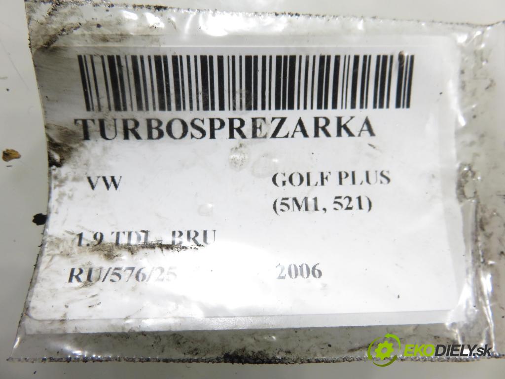 VW GOLF PLUS (5M1, 521) HB 2006 66,00 1.9 TDI - BRU 1896,00 Turbodúchadlo 038253014G (Turbodúchadlo (kompletné))