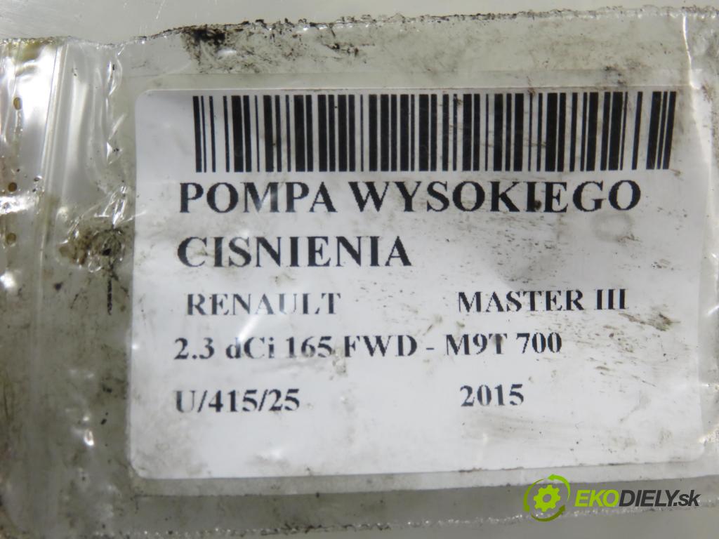 RENAULT MASTER III Platforma / podwozie (EV, HV, UV) KABINA/PLATFORMA 2015 0,00 2.3 dCi 165 FWD - M9T 700 2298,00 Pumpa vysokého tlaku 167008683R ; A2C80584700