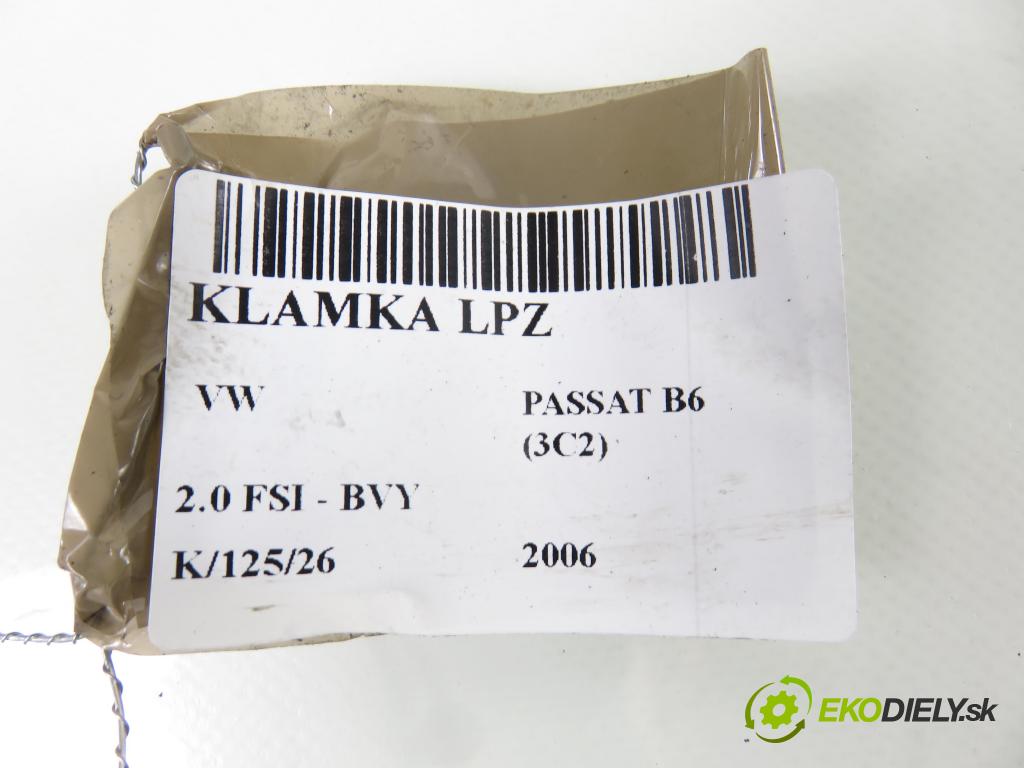 VW PASSAT B6 (3C2) SEDAN 2006 110,00 2.0 FSI - BVY 1984,00 Kľučka LPZ 3C0837885