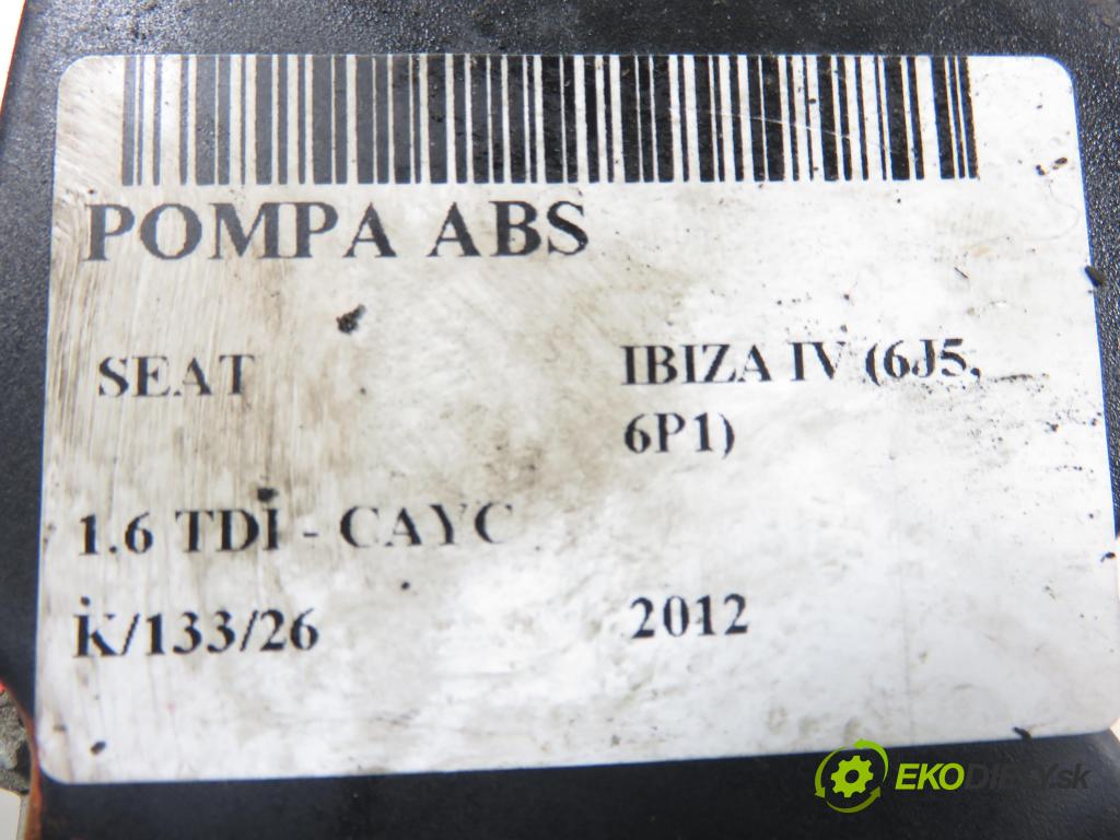 SEAT IBIZA IV (6J5, 6P1) HB 2012 77,00 1.6 TDI - CAYC 1598,00 Pumpa ABS 0265800942 ; 6R0907379AD (Pumpa ABS)