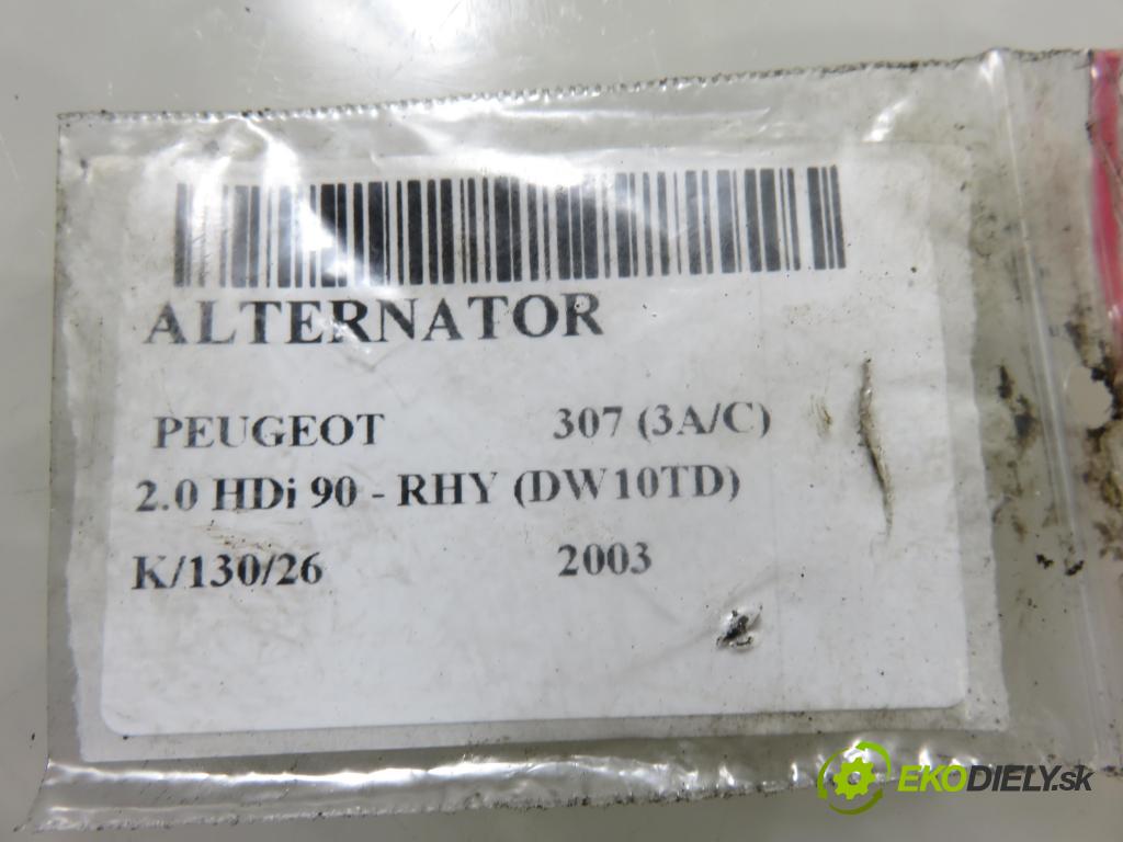 PEUGEOT 307 (3A/C) HB 2003 66,00 2.0 HDi 90 - RHY (DW10TD) 1997,00 Alternátor 9641302580 (Alternátor)