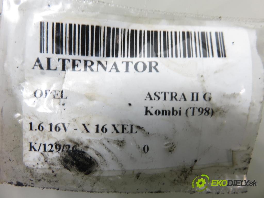 OPEL ASTRA G Kombi (T98) KOMBI 2001 74,00 1.6 16V 100 - X 16 XEL 1598,00 Alternátor  (Alternátor)