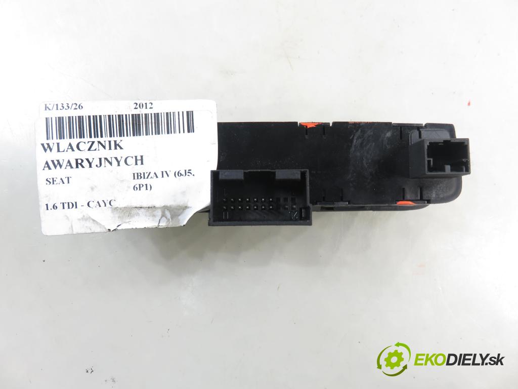 SEAT IBIZA IV (6J5, 6P1) HB 2012 77,00 1.6 TDI - CAYC 1598,00 prepínač výstražných (núdzových) 6J0927137T