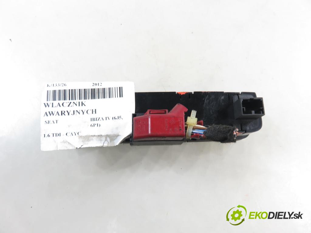SEAT IBIZA IV (6J5, 6P1) HB 2012 77,00 1.6 TDI - CAYC 1598,00 prepínač výstražných (núdzových) 6J0927137T