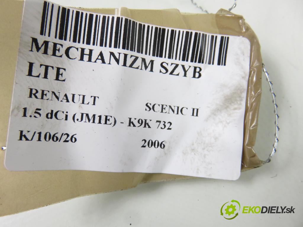 RENAULT SCENIC II (JM0/1_) MINIVAN 2006 78,00 1.5 dCi 106 - K9K 732 1461,00 Mechanizmus okien 440726