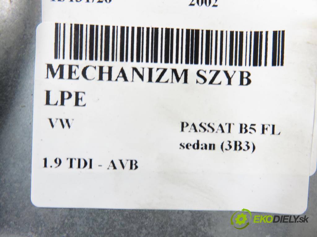 VW PASSAT B5.5 (3B3) SEDAN 2002 74,00 1.9 TDI PD 101 - AVB 1896,00 Mechanizmus okien 3B1837461 ; 0130821694