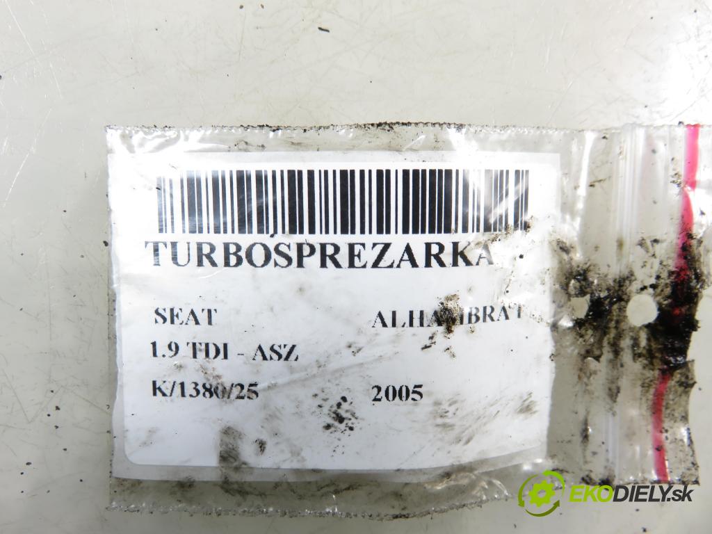 SEAT ALHAMBRA (7V8, 7V9) VAN 2005 96,00 1.9 TDI - ASZ 1896,00 Turbodúchadlo 038253014R (Turbodúchadlo (kompletné))