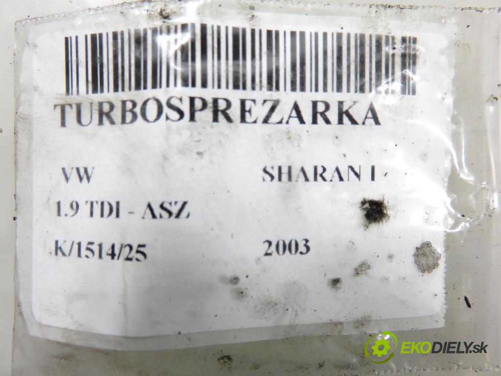 VW SHARAN (7M8, 7M9, 7M6) VAN 2003 96,00 1.9 TDI PD 130 - ASZ 1896,00 Turbodúchadlo 54399880047 (Turbodúchadlo (kompletné))