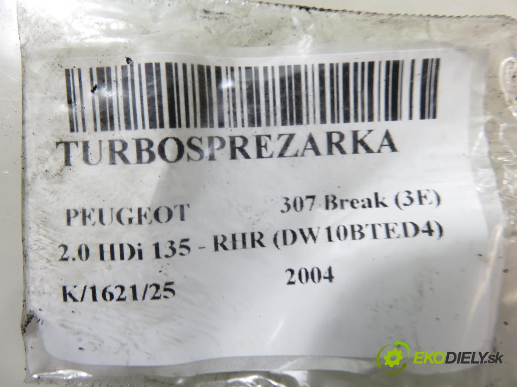 PEUGEOT 307 Break (3E) KOMBI 2004 0,00 2.0 HDi 135 - RHR (DW10BTED4) 1997,00 Turbodúchadlo 9654919580 (Turbodúchadlo (kompletné))