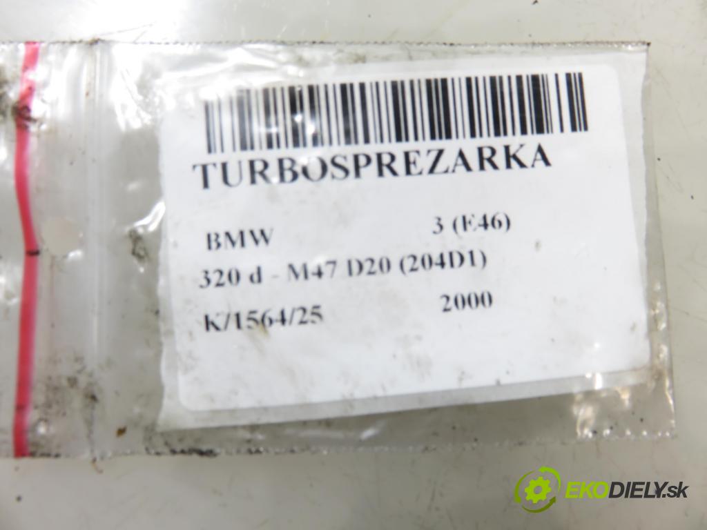 BMW 3 (E46) SEDAN 2000 100,00 320 d 136 - M47 D20 (204D1) 1951,00 Turbodúchadlo 2247297G (Turbodúchadlo (kompletné))