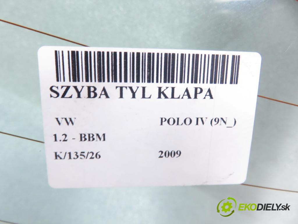 VW POLO (9N_) HB 2009 44,00 1.2 6V 60 - BBM 1198,00 okno ZADNÍ: kapota