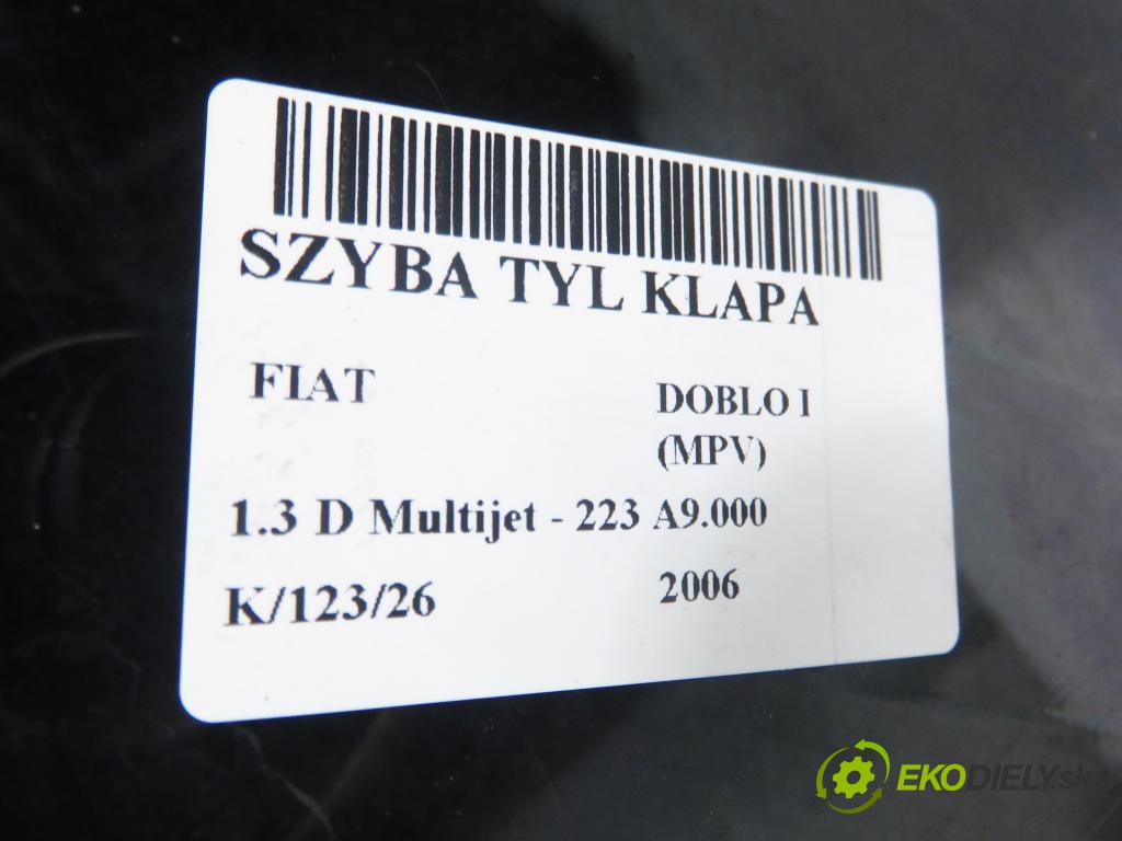 FIAT DOBLO nadwozie wielkoprzestrzenne (MPV) (119_, 223_) KOMBIVAN 2006 62,00 1.3 D Multijet - 223 A9.000 1248,00 Okno zadné kapota