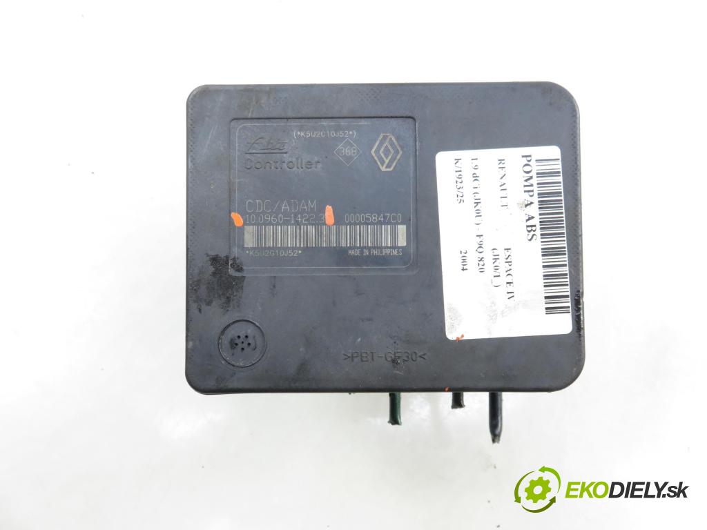 RENAULT ESPACE IV (JK0/1_) MINIVAN 2004 85,00 1.9 dCi 116 - F9Q 820 1870,00 Pumpa ABS 10096014223 ; 8200159837B (Pumpa ABS)
