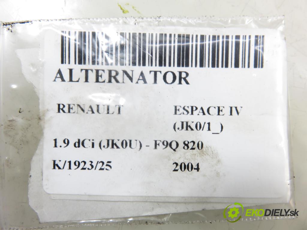 RENAULT ESPACE IV (JK0/1_) MINIVAN 2004 85,00 1.9 dCi 116 - F9Q 820 1870,00 Alternátor 8200477100 ; A004TJ0391 (Alternátor)