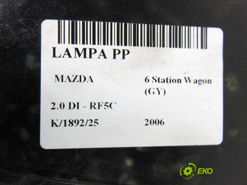 MAZDA 6 Station Wagon (GY) KOMBI 2006 89,00 2.0 DI 121 - RF5C 1998,00 Svetlo PP 014003903