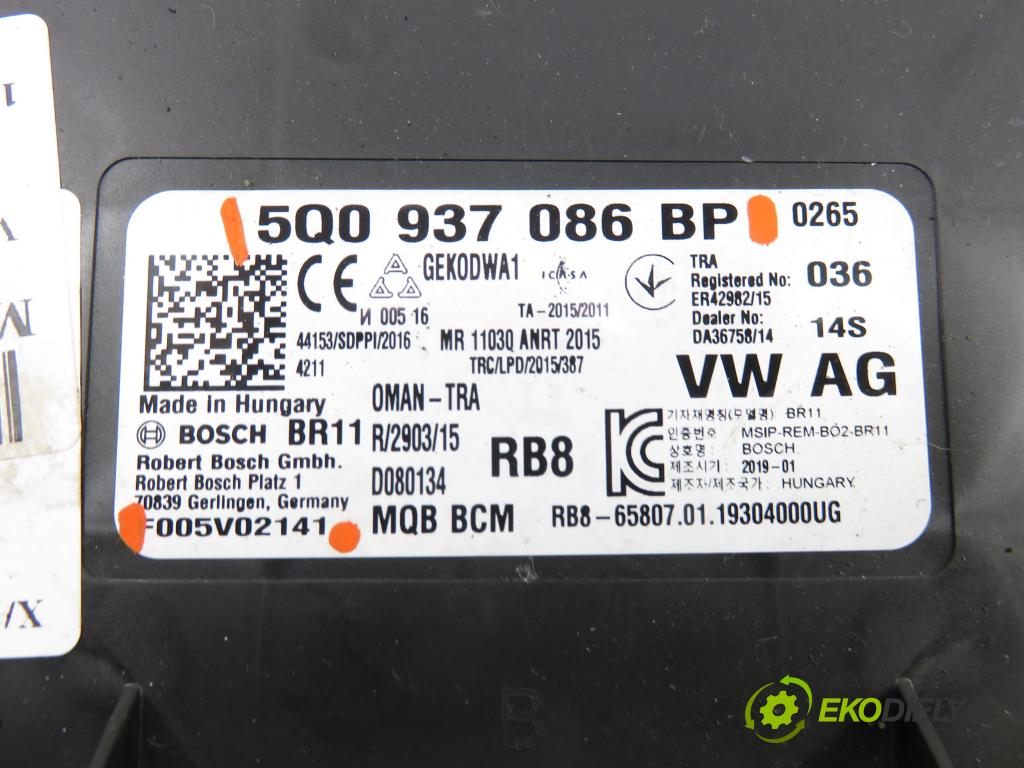 VW GOLF VII Variant (BA5, BV5) KOMBI 2019 850,00 1.6 TDI CR 115 - DGTE 1598,00 MODUL BCM 5Q0937086BP ; F005V02141