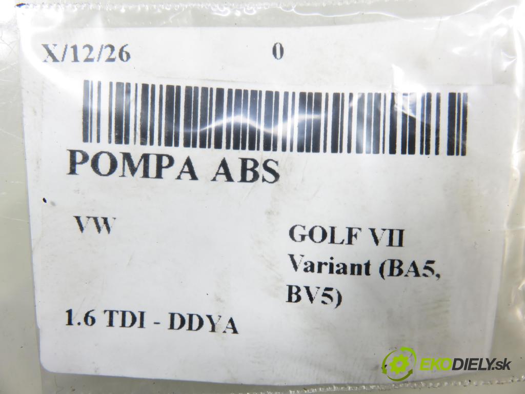VW GOLF VII Variant (BA5, BV5) KOMBI 2019 850,00 1.6 TDI CR 115 - DGTE 1598,00 pumpa ABS 10091703233 ; 5Q0614517EE (Pumpa ABS)