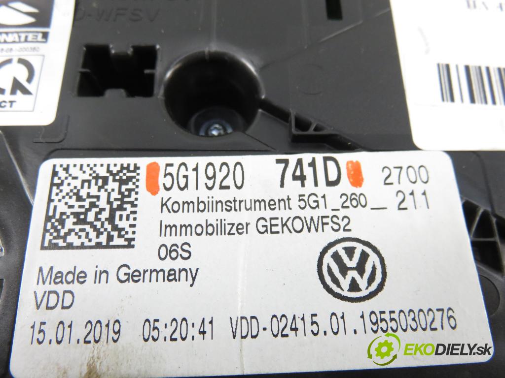 VW GOLF VII Variant (BA5, BV5) KOMBI 2019 850,00 1.6 TDI CR 115 - DGTE 1598,00 Prístrojovka elektrický 5G1920741D