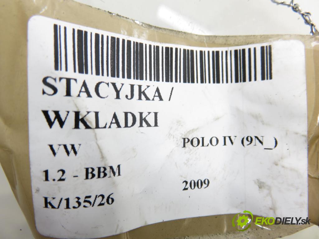VW POLO (9N_) HB 2009 44,00 1.2 6V 60 - BBM 1198,00 spinačka / zámky 4B0905851Q