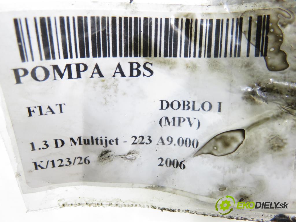 FIAT DOBLO nadwozie wielkoprzestrzenne (MPV) (119_, 223_) KOMBIVAN 2006 62,00 1.3 D Multijet - 223 A9.000 1248,00 pumpa ABS 10097016023 ; 51773386 ; 10020700694 (Pumpa ABS)