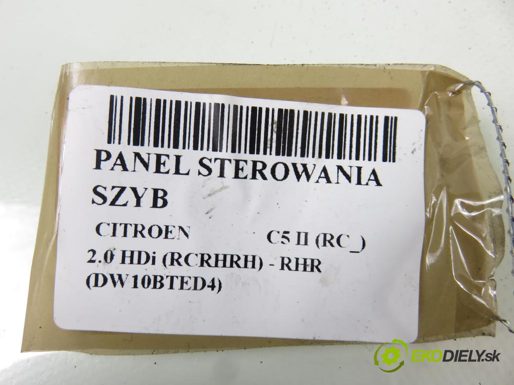 CITROEN C5 II (RC_) SEDAN 2005 100,00 2.0 HDi 136 - RHR (DW10BTED4) 1997,00 Panel ovládania okien 96514299XT