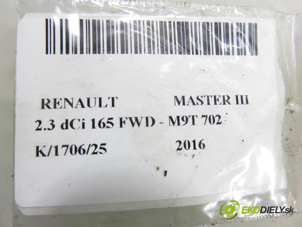 RENAULT MASTER III Platforma / podwozie (EV, HV, UV) KABINA/PLATFORMA 2016 120,00 2.3 dCi 165 FWD - M9T 702 2298,00 Turbodúchadlo 8201393211 (Turbodúchadlo (kompletné))