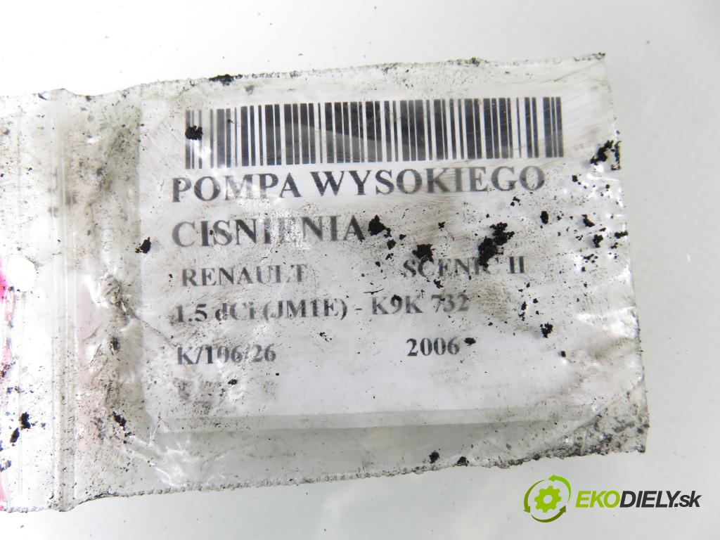 RENAULT SCENIC II (JM0/1_) MINIVAN 2006 78,00 1.5 dCi 106 - K9K 732 1461,00 Pumpa vysokého tlaku A2C20000754 ; 5WS40153 ; 8200430599