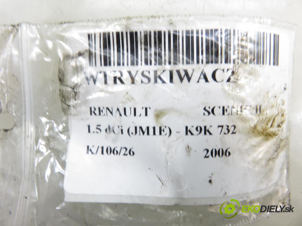 RENAULT SCENIC II (JM0/1_) MINIVAN 2006 78,00 1.5 dCi 106 - K9K 732 1461,00 vstřikovač 8200380253 ; 8200294788 (Vstřikovač paliva)