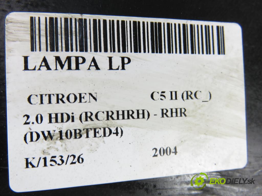CITROEN C5 II (RC_) SEDAN 2005 100,00 2.0 HDi 136 - RHR (DW10BTED4) 1997,00 světlo LP 9650055980