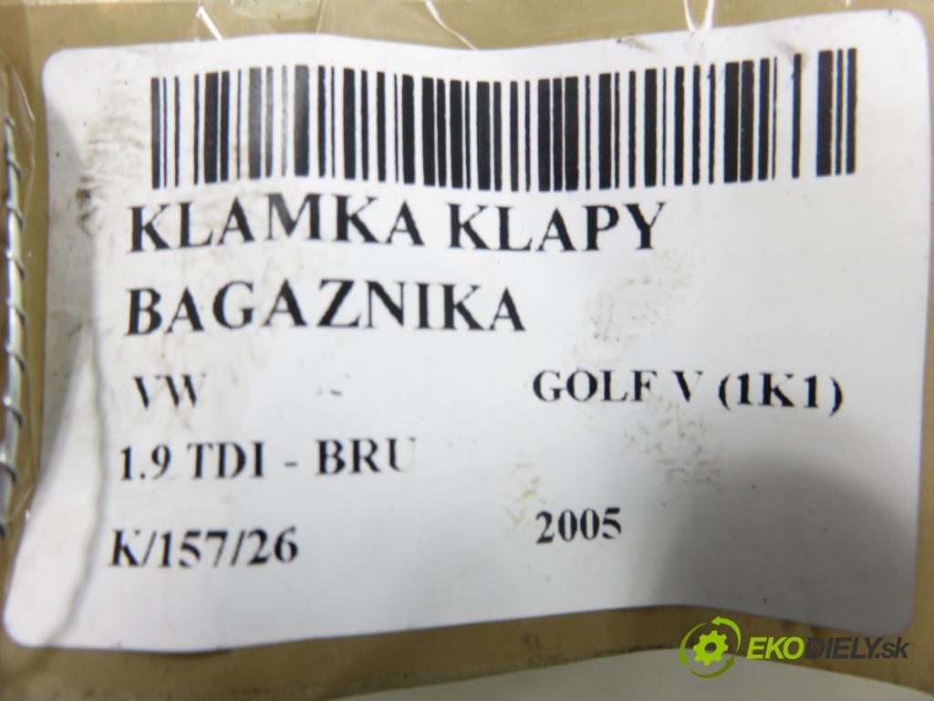 VW GOLF V (1K1) HB 2005 66,00 1.9 TDI PD 90 - BRU 1896,00 Kľučka dverí kufor 1K0827469D