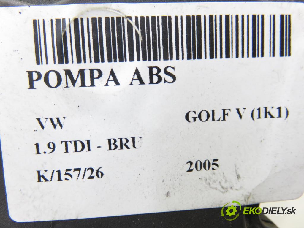 VW GOLF V (1K1) HB 2005 66,00 1.9 TDI PD 90 - BRU 1896,00 pumpa ABS 1K0907379N ; 10097003133 (Pumpa ABS)