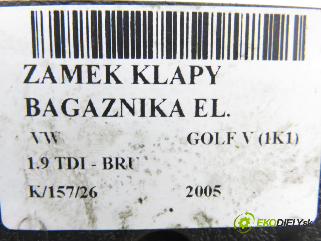 VW GOLF V (1K1) HB 2005 66,00 1.9 TDI PD 90 - BRU 1896,00 zámok dverí kufor EL. 1K6827505B