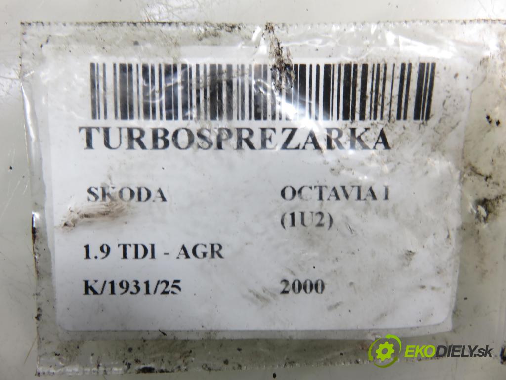 SKODA OCTAVIA I (1U2) LIFTBACK 2000 66,00 1.9 TDI 90- AGR 1896,00 Turbodúchadlo 038145701A (Turbodúchadlo (kompletné))