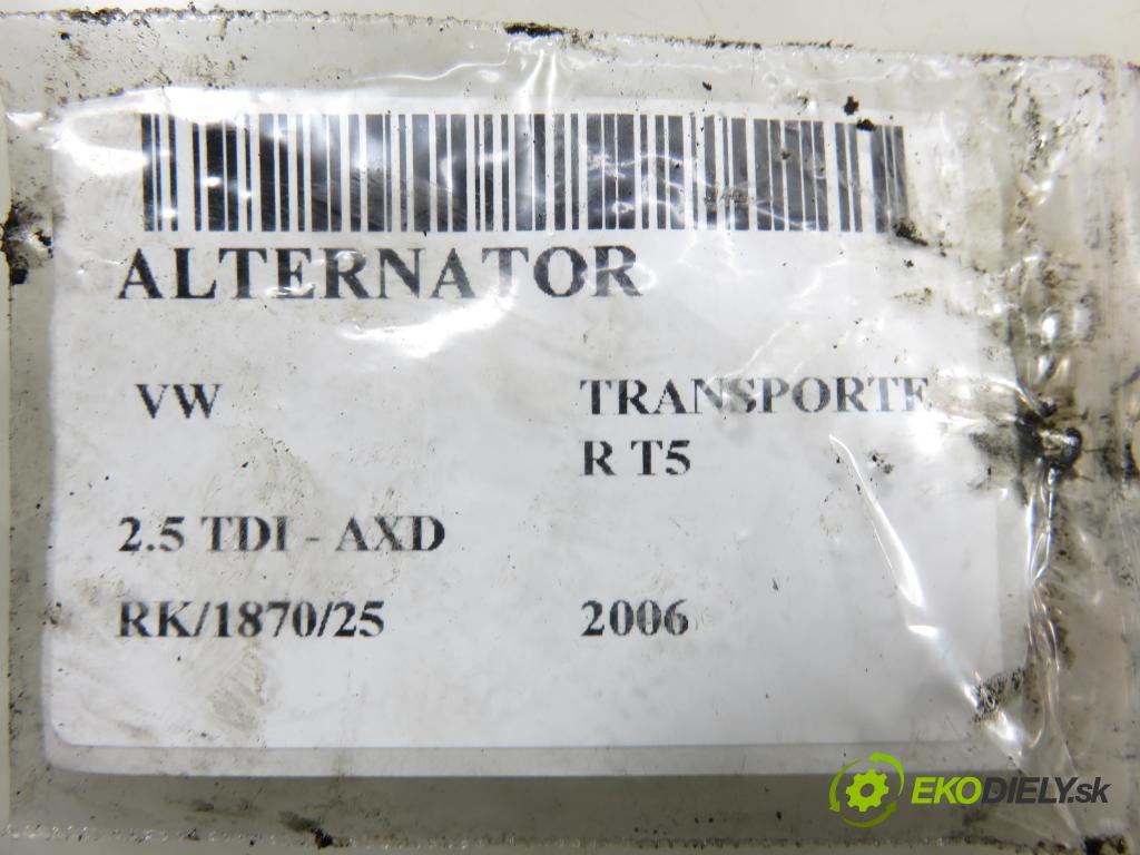 VW TRANSPORTER V Skrzynia (7HA, 7HH, 7EA, 7EH) FURGON 2006 96,00 2.5 TDI - AXD 2461,00 Alternátor 070903024A (Alternátor)