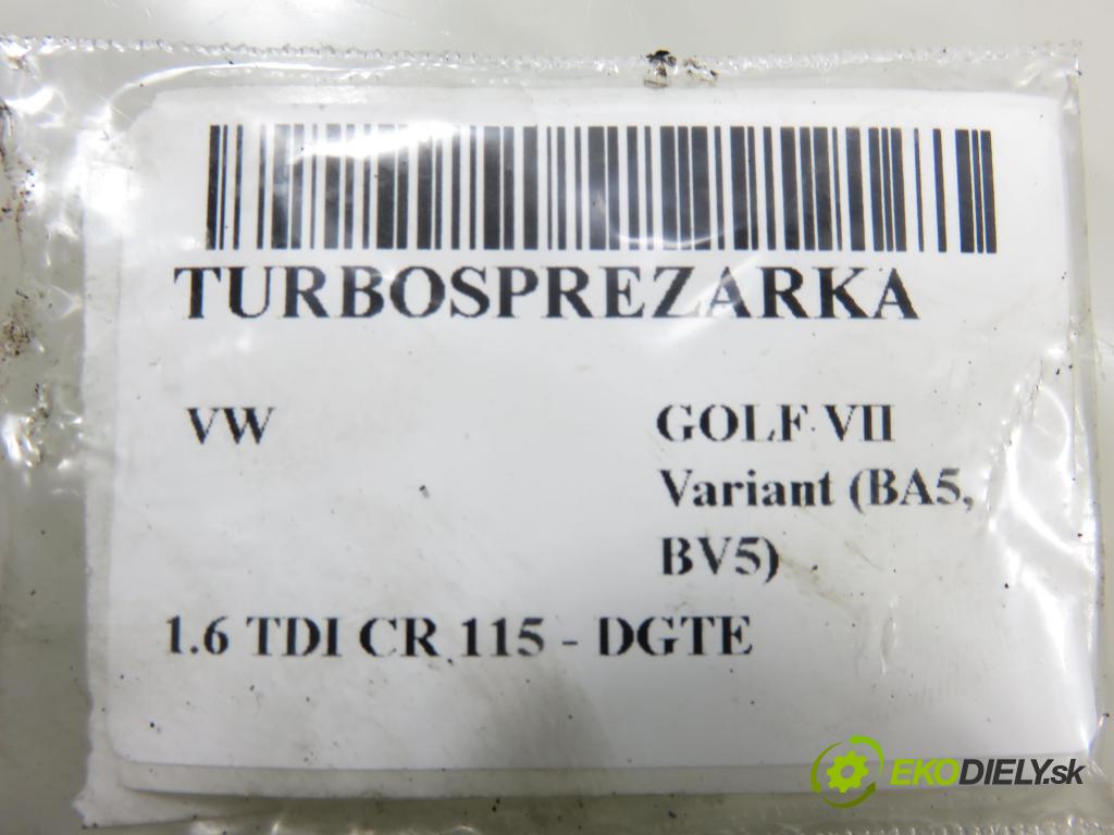VW GOLF VII Variant (BA5, BV5) KOMBI 2019 850,00 1.6 TDI CR 115 - DGTE 1598,00 Turbodúchadlo 04L253020S ; 8476710004 (Turbodúchadlo (kompletné))