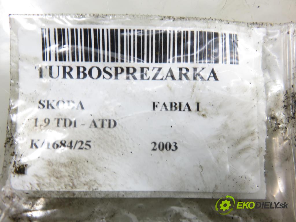 SKODA FABIA I (6Y2) HB 2003 74,00 1.9 TDI PD 100 - ATD 1896,00 Turbodúchadlo 038253016L (Turbodúchadlo (kompletné))